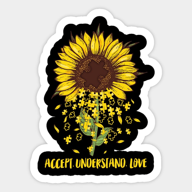 Sunflower Accept Understand Love Autism Awareness Sticker by Marks Kayla